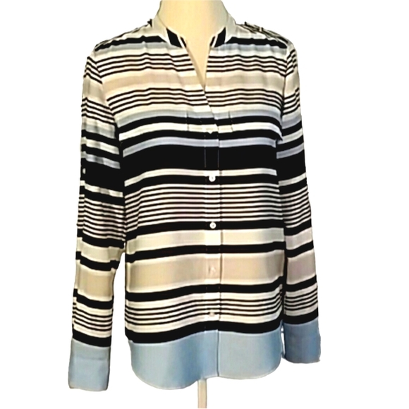 Calvin Klein Stripe Button Blouse 4 - Picture 11 of 11